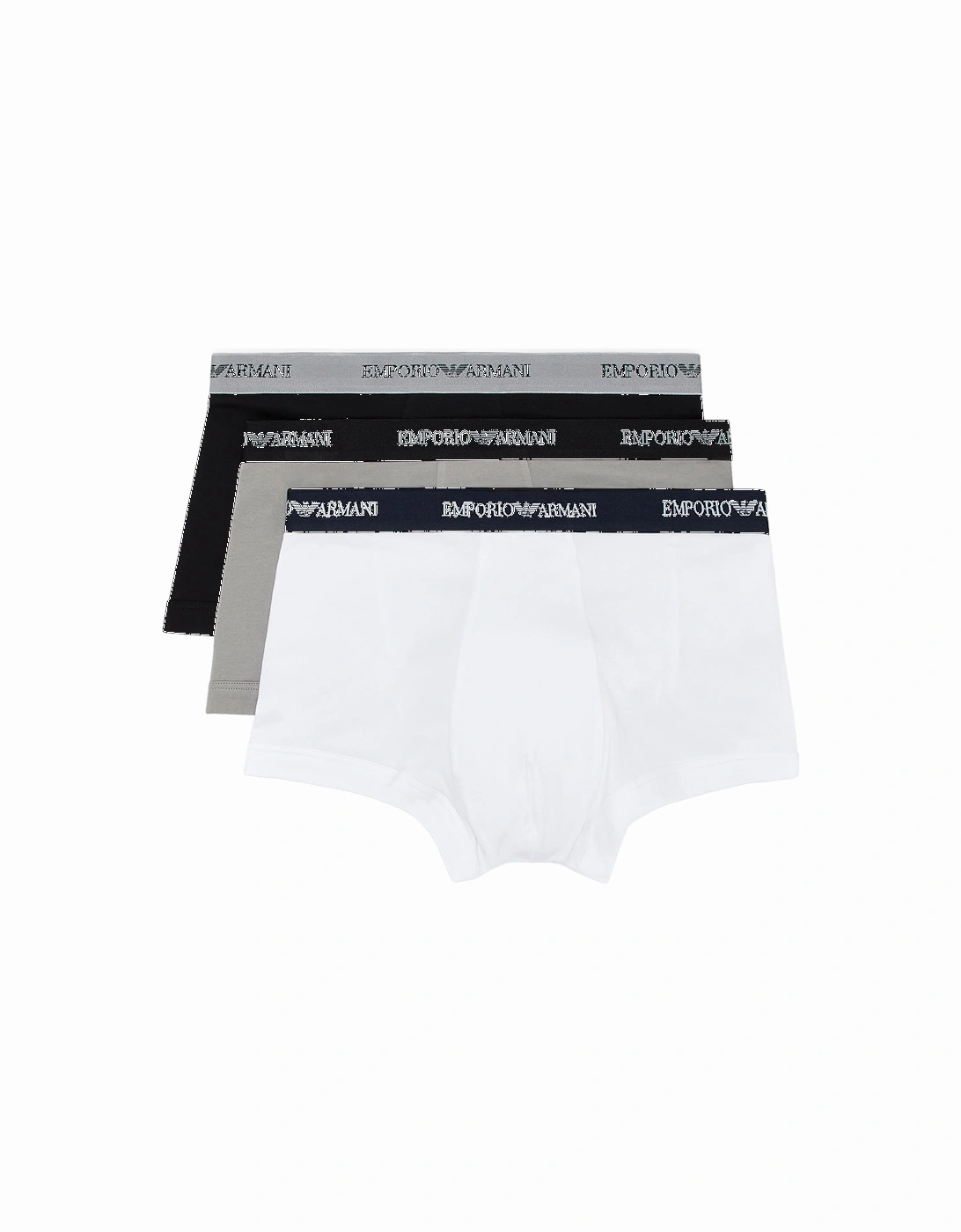 3-Pack Logoband Contrast Waist Boxer Trunks, Black/Grey/White, 5 of 4