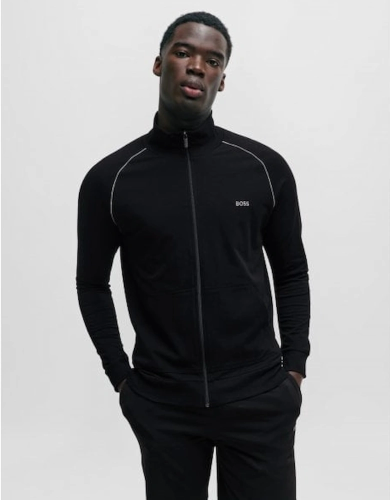 Mix & Match Zip-Thru Loungewear Track Jacket, Black