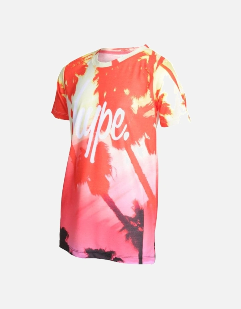 Boys Tropic Fade Crew-Neck T-Shirt, Orange/multi