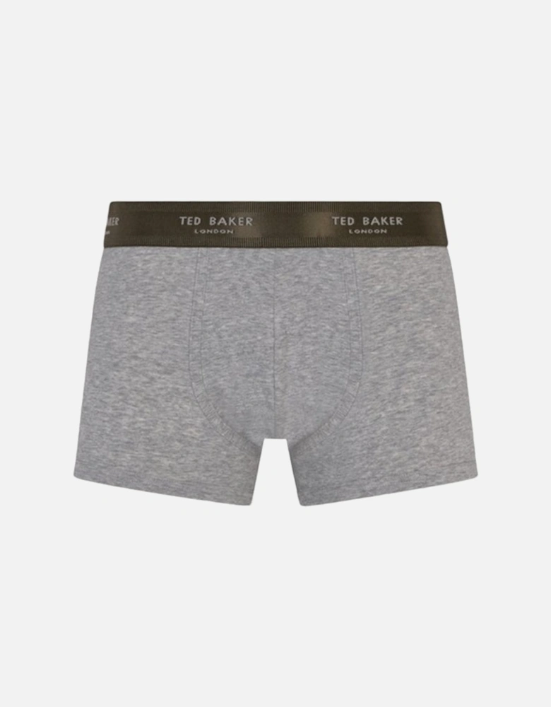 3-Pack Cotton Stretch Boxer Trunks, Grey/Khaki