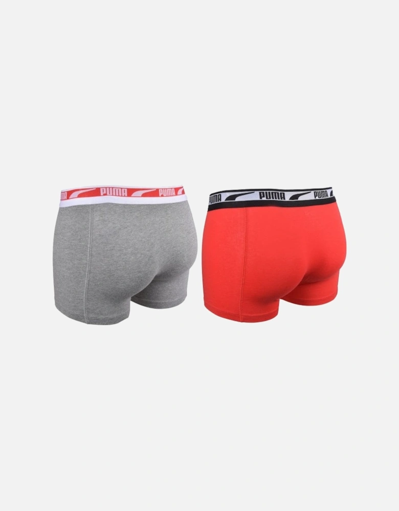 2-Pack Multi Logo Waistband Boxer Briefs, Grey/Red
