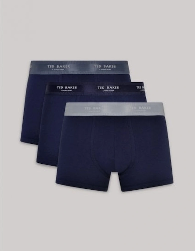 3-Pack Cotton Stretch Boxer Trunks, Navy