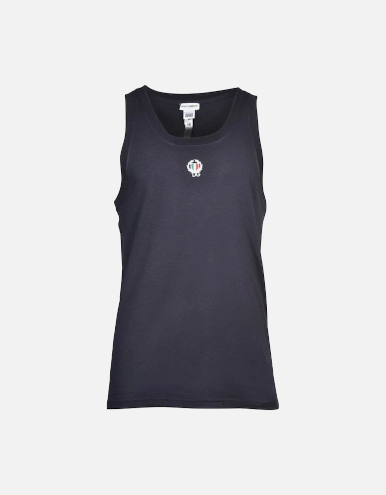 Dolce& Gabbana Tank Top Vest with Crest, Navy