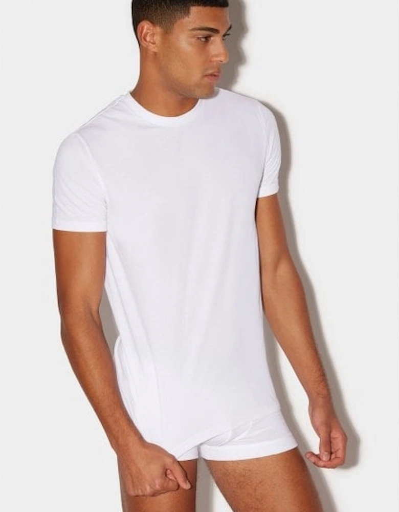 2-Pack Jersey Cotton Stretch Crew-Neck T-Shirts, White