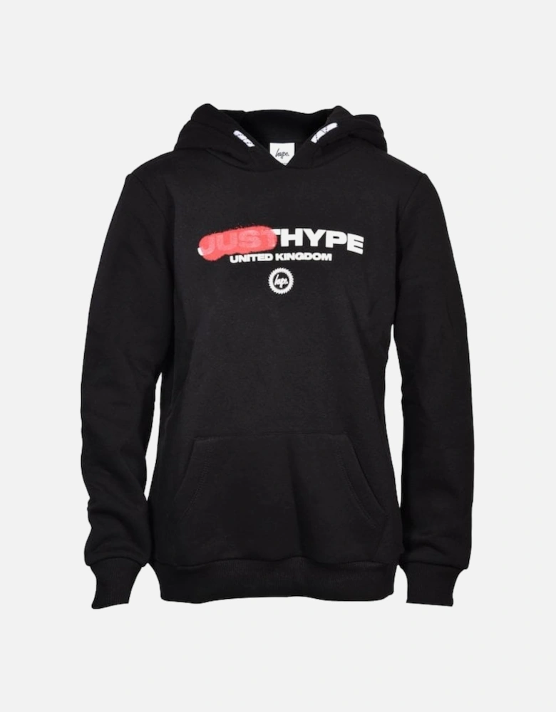 Boys Spray Logo Hoodie, Black