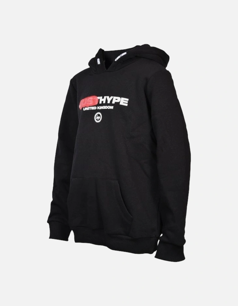 Boys Spray Logo Hoodie, Black