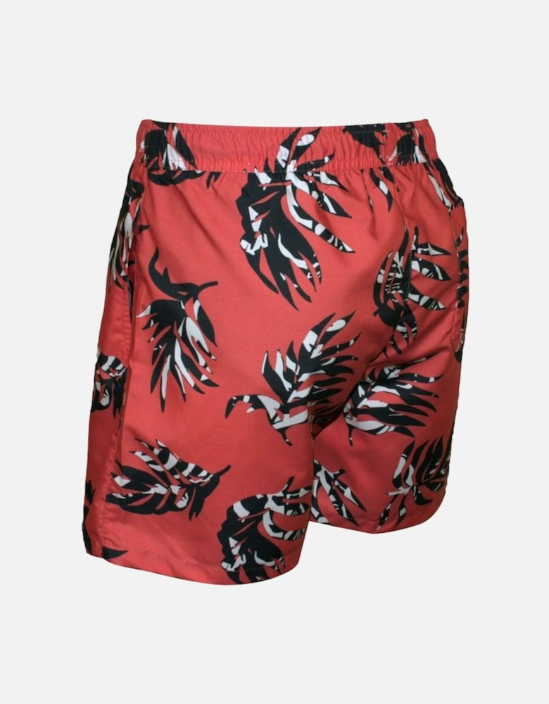 Palm Print Swim Shorts, Pink/grey