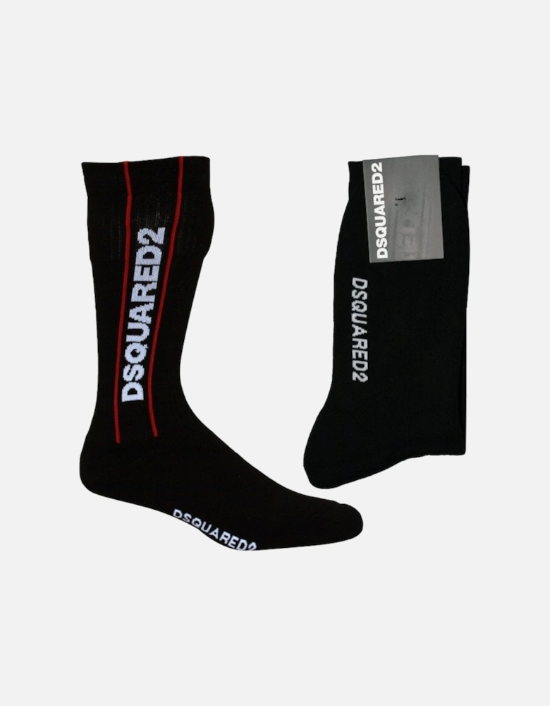 Logo Sports Socks, Black