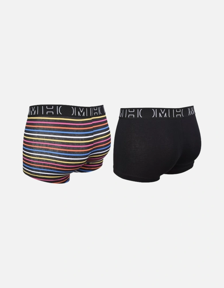 2-Pack Multi-Stripe & Solid Boxer Trunks, Black
