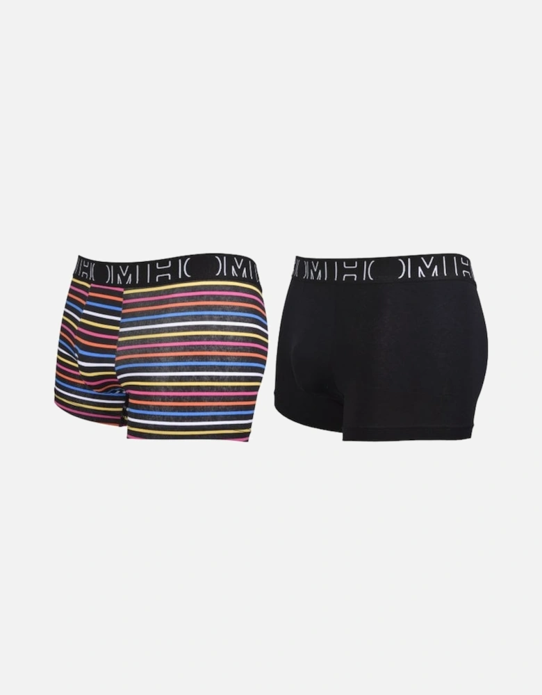 2-Pack Multi-Stripe & Solid Boxer Trunks, Black