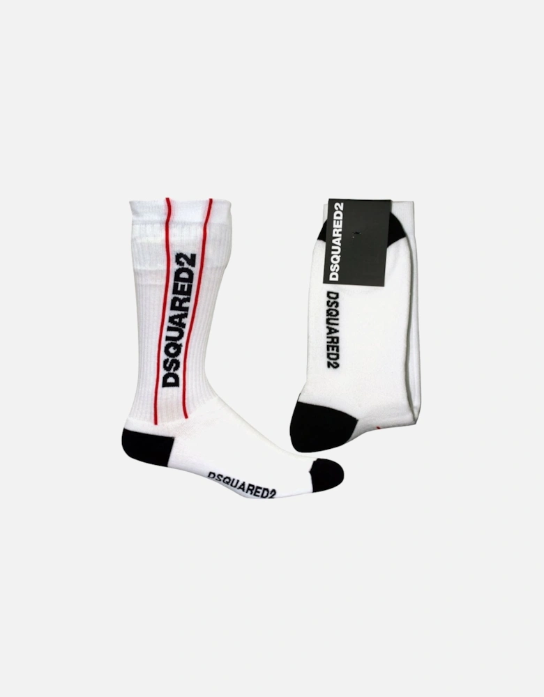 Logo Sports Socks, White