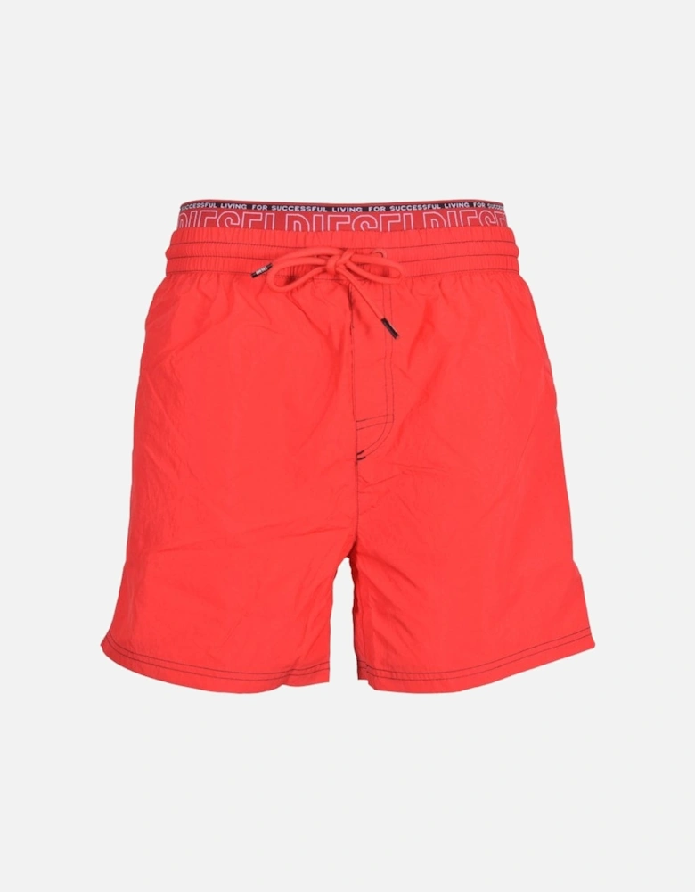 "For Successful Living" Double Waistband Swim Shorts, Red