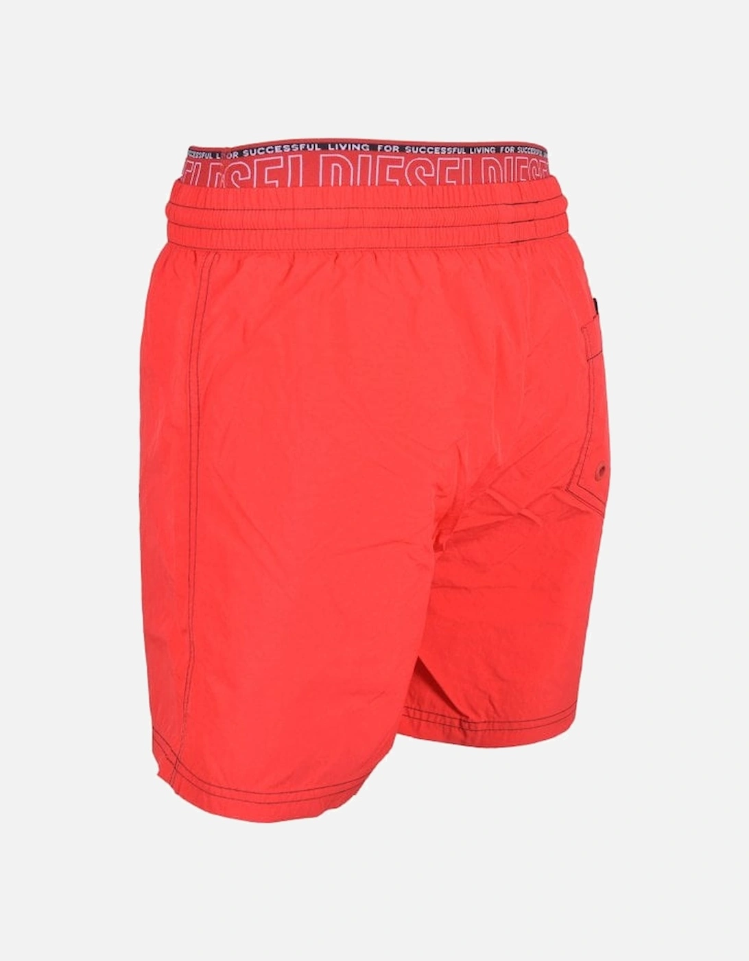 "For Successful Living" Double Waistband Swim Shorts, Red