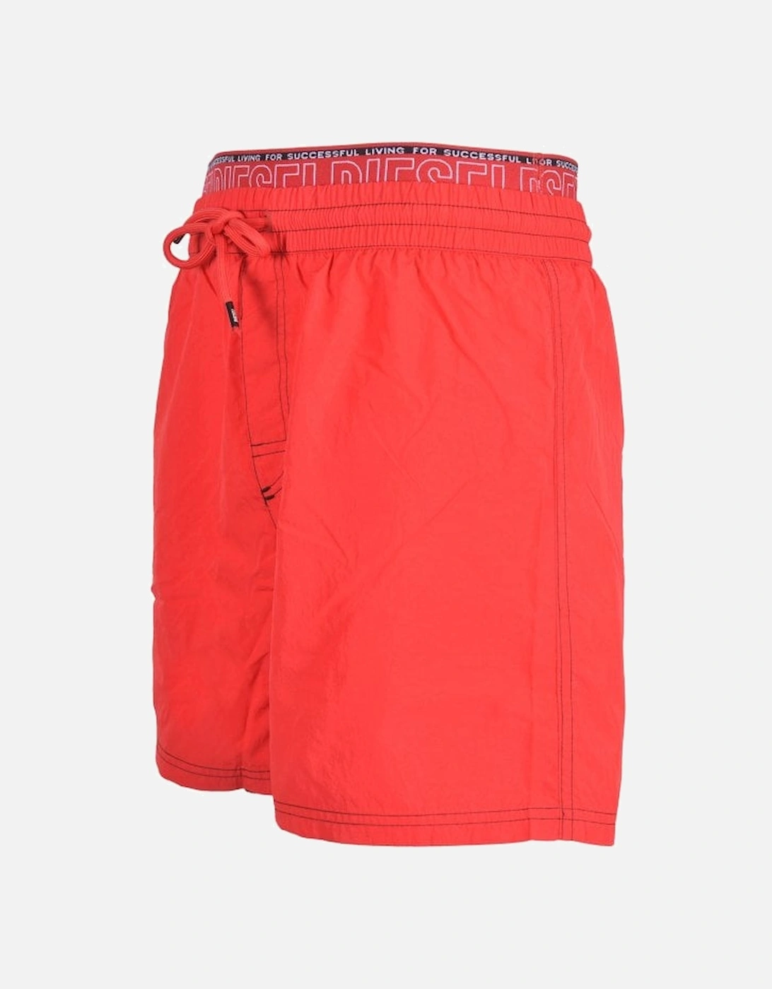 "For Successful Living" Double Waistband Swim Shorts, Red