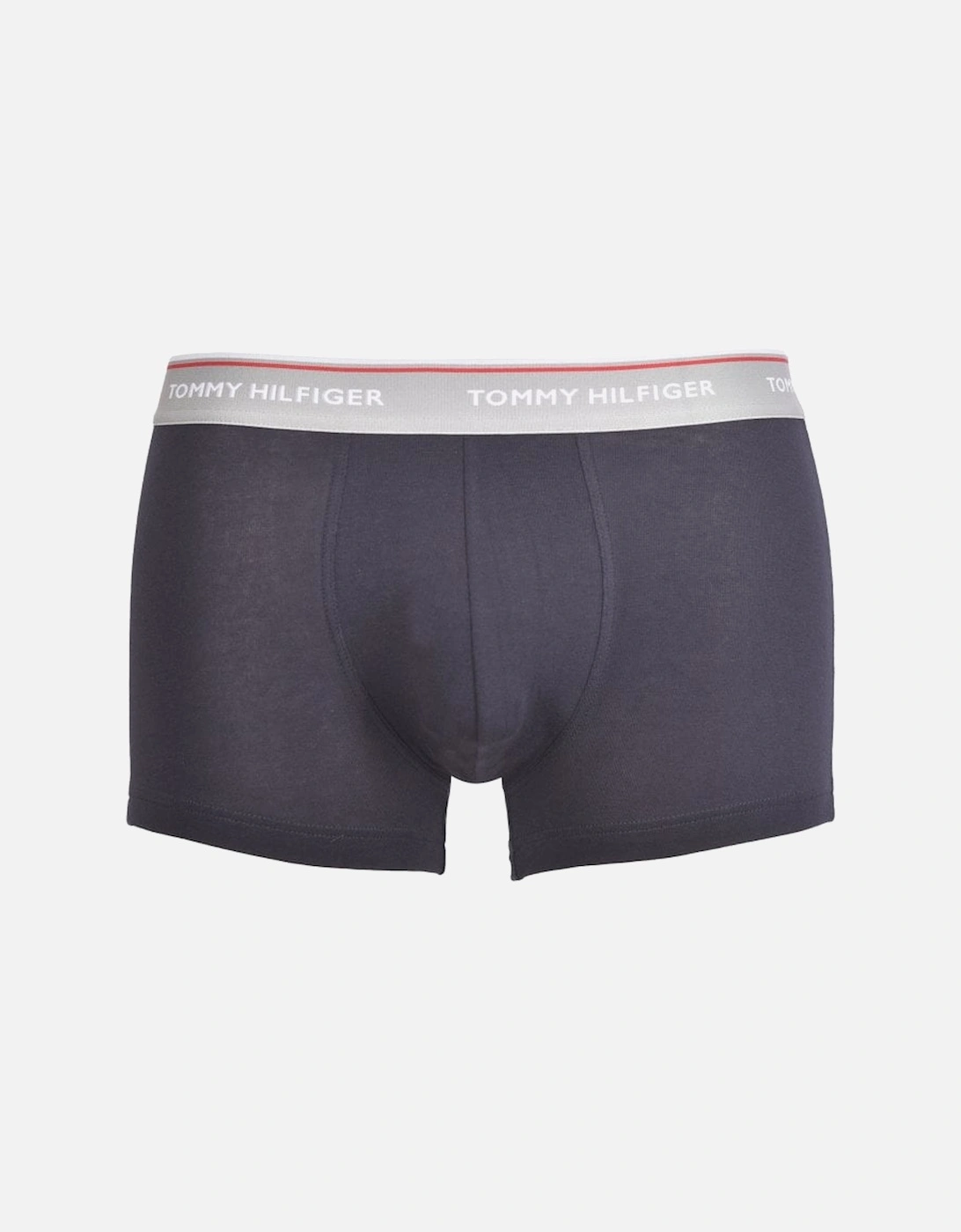 3-Pack Cotton Stretch Boxer Trunks, Navy with grey/pink