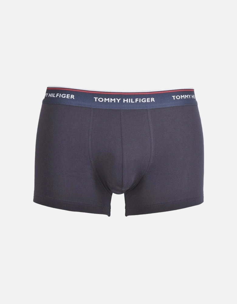 3-Pack Cotton Stretch Boxer Trunks, Navy with grey/pink