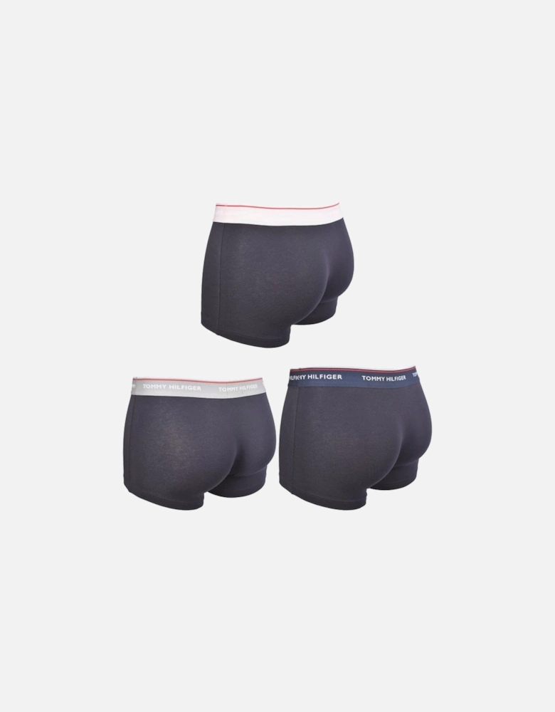 3-Pack Cotton Stretch Boxer Trunks, Navy with grey/pink