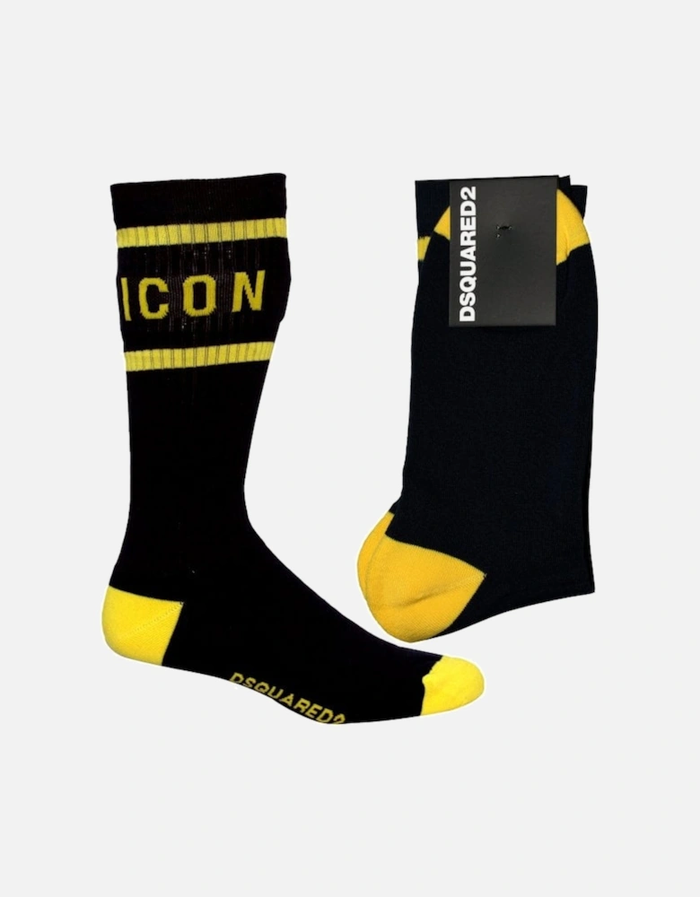 ICON Logo Sports Socks, Navy/yellow