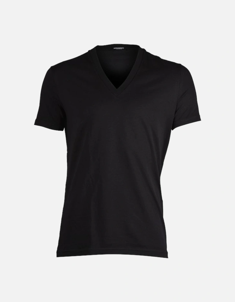 Cotton Stretch V-Neck T-Shirt, Black