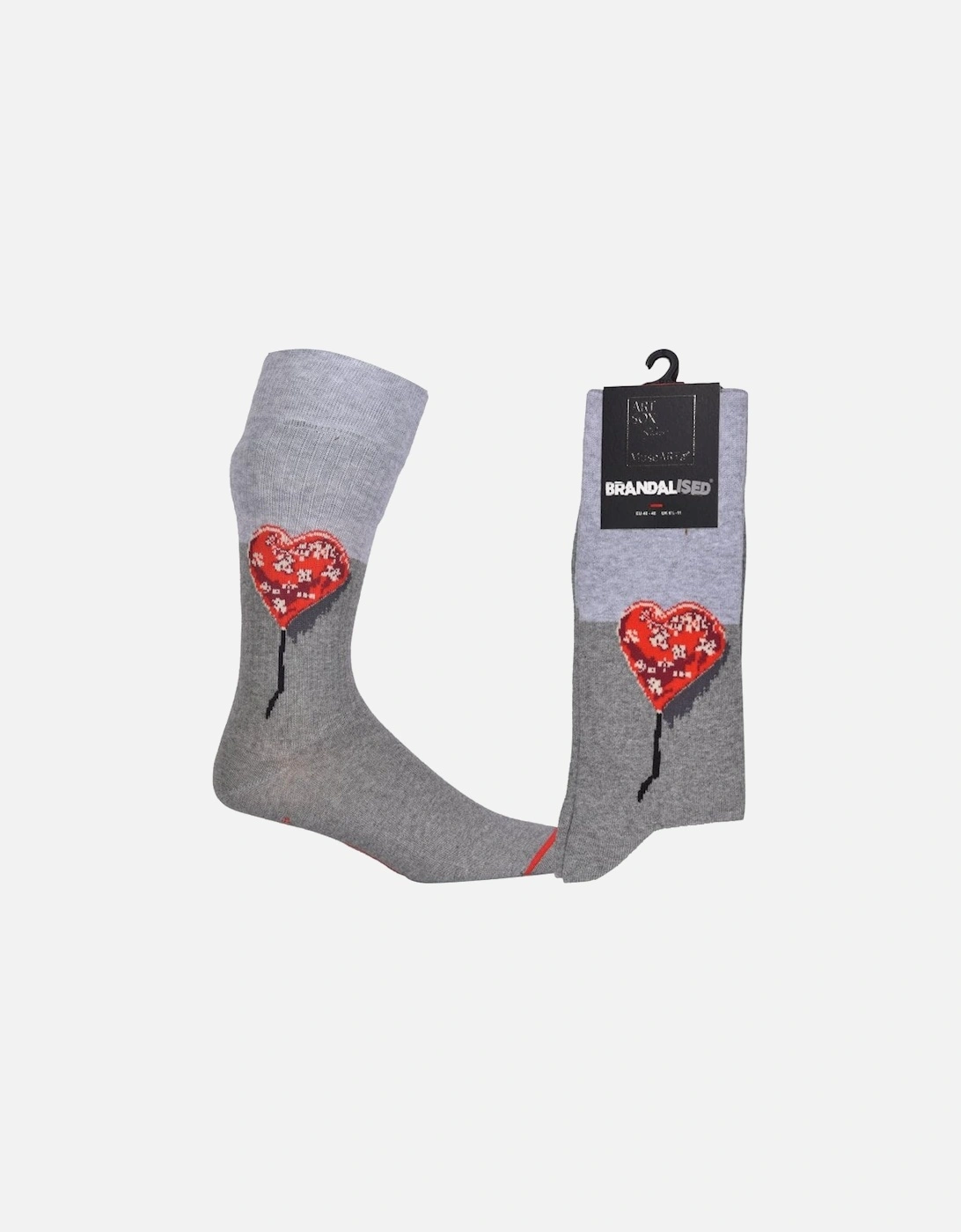 Brandalised featuring Graffiti by Banksy Bandage Heart Socks, Grey/red, 4 of 3