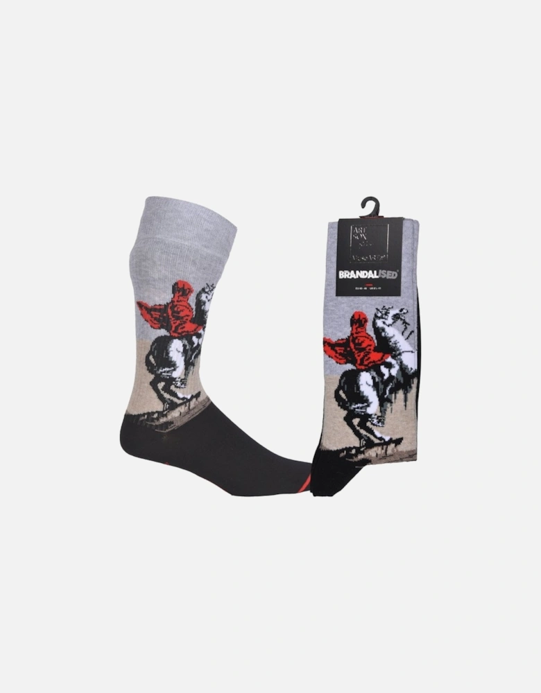 Brandalised featuring Graffiti by Banksy Bonaparte Socks, Grey/black