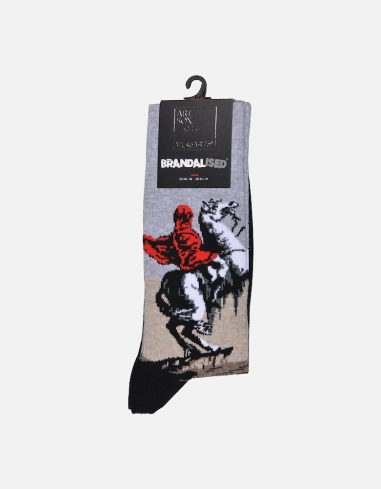 Brandalised featuring Graffiti by Banksy Bonaparte Socks, Grey/black