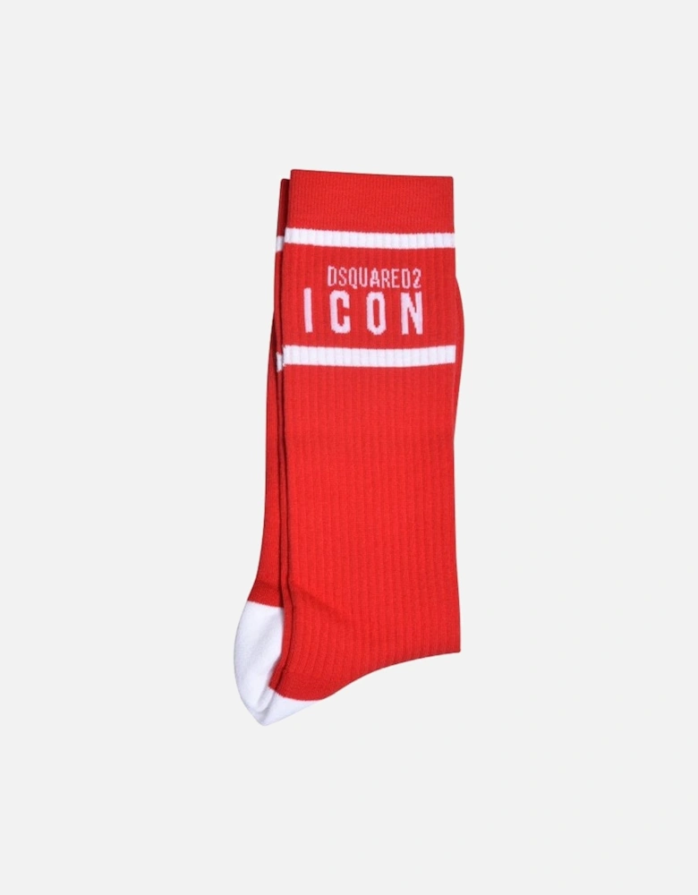 ICON Logo Sports Socks, Red/white