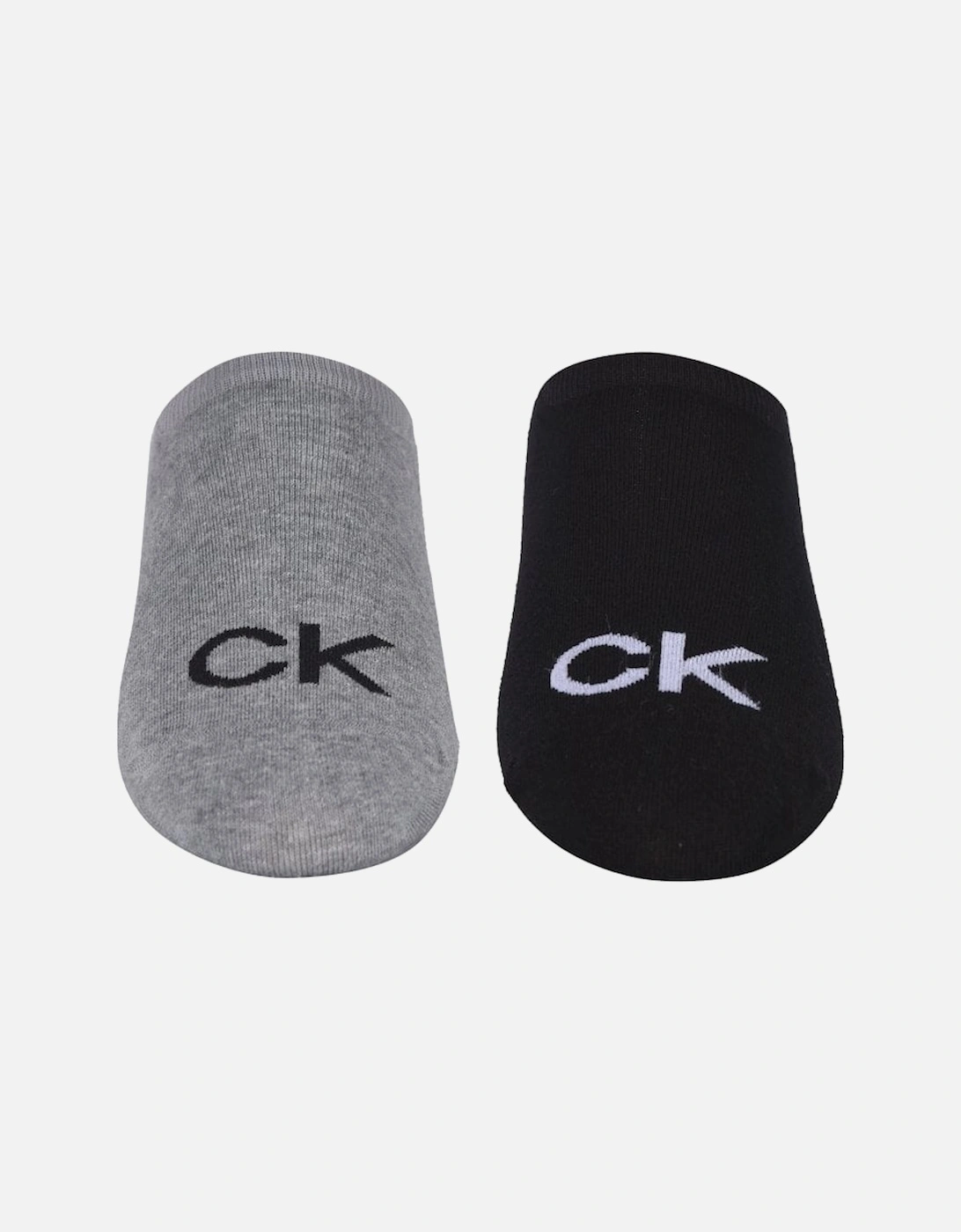 2-Pack No-Show Logo Liner Socks, Black/Grey