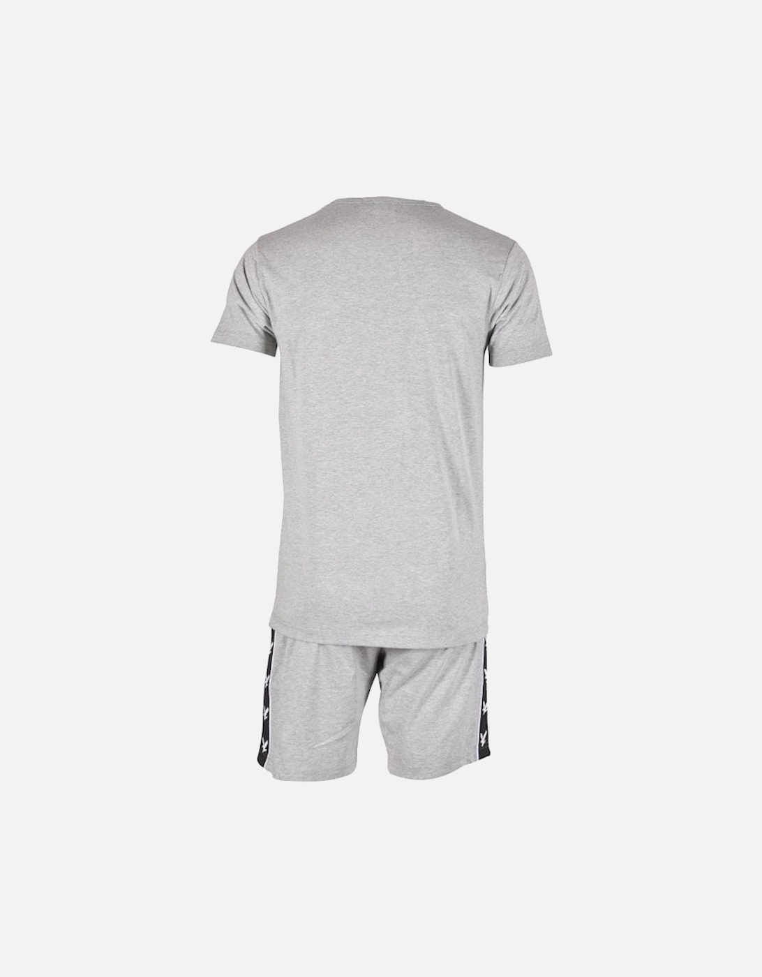 Logo T-Shirt & Tape Logo Shorts Pyjama Set, Grey Marl