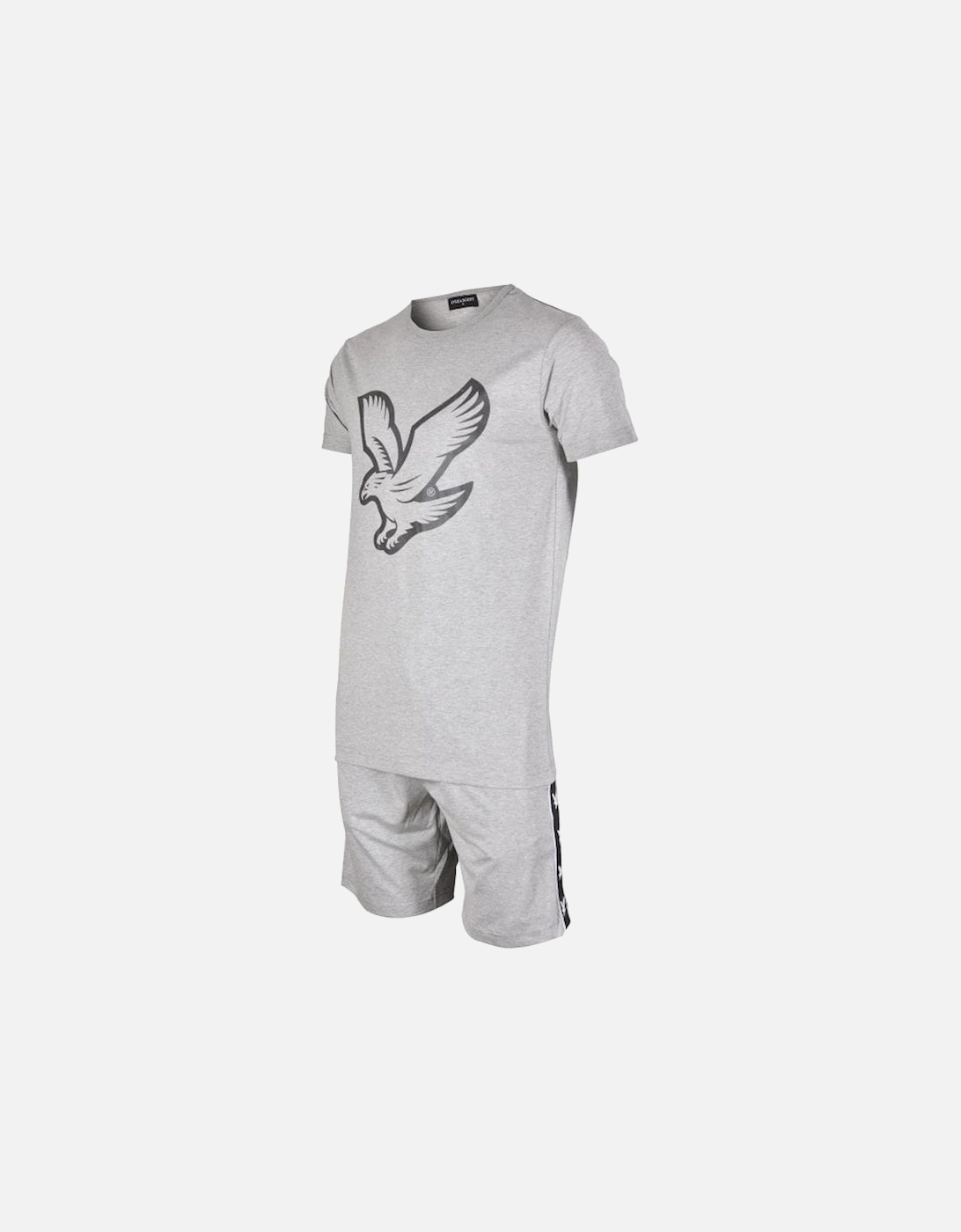 Logo T-Shirt & Tape Logo Shorts Pyjama Set, Grey Marl