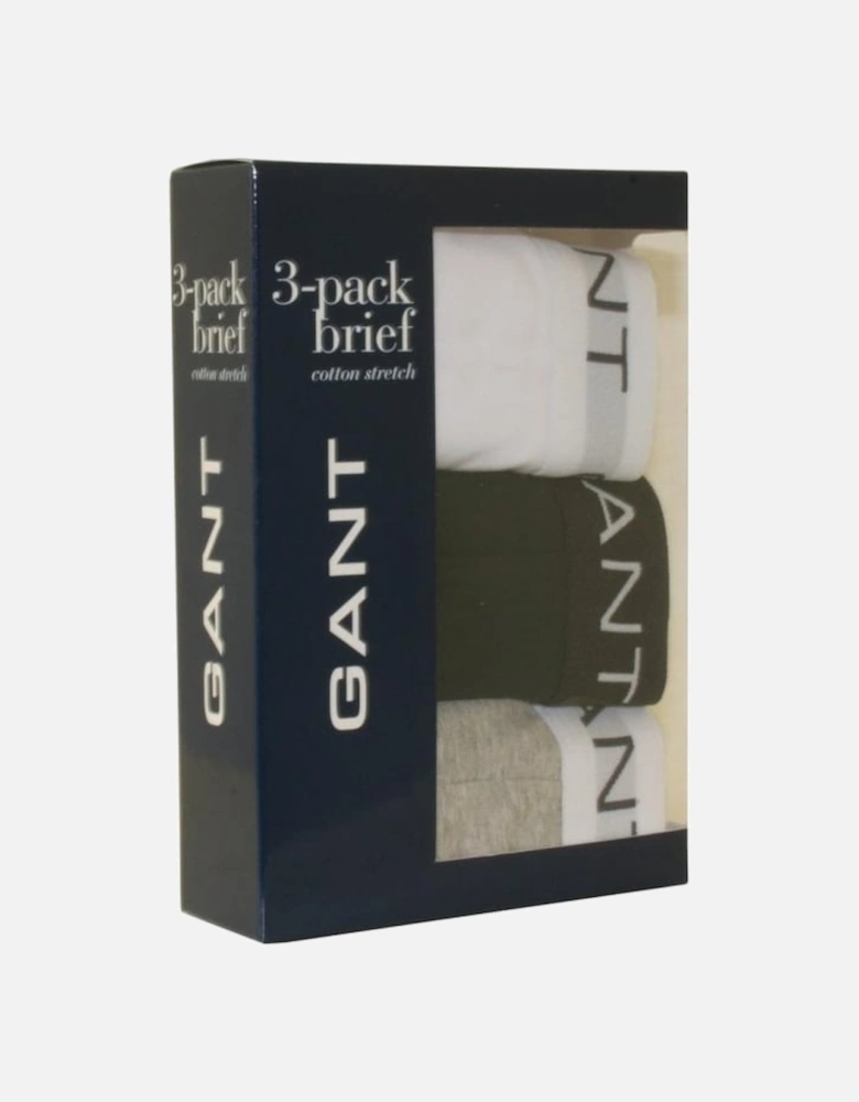 3-Pack Cotton Stretch Briefs, White/Black/Grey