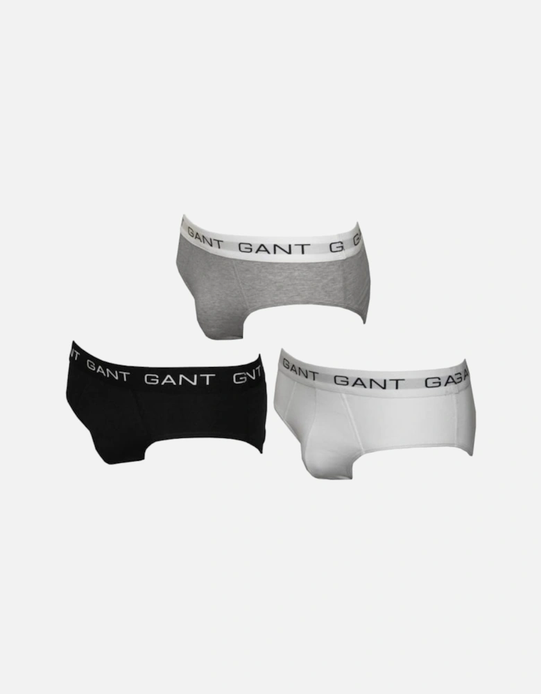 3-Pack Cotton Stretch Briefs, White/Black/Grey