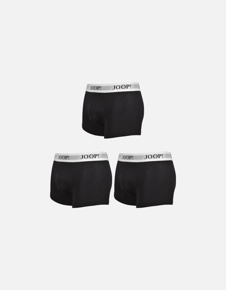 3-Pack Stretch Cotton Boxer Trunks, Black/white