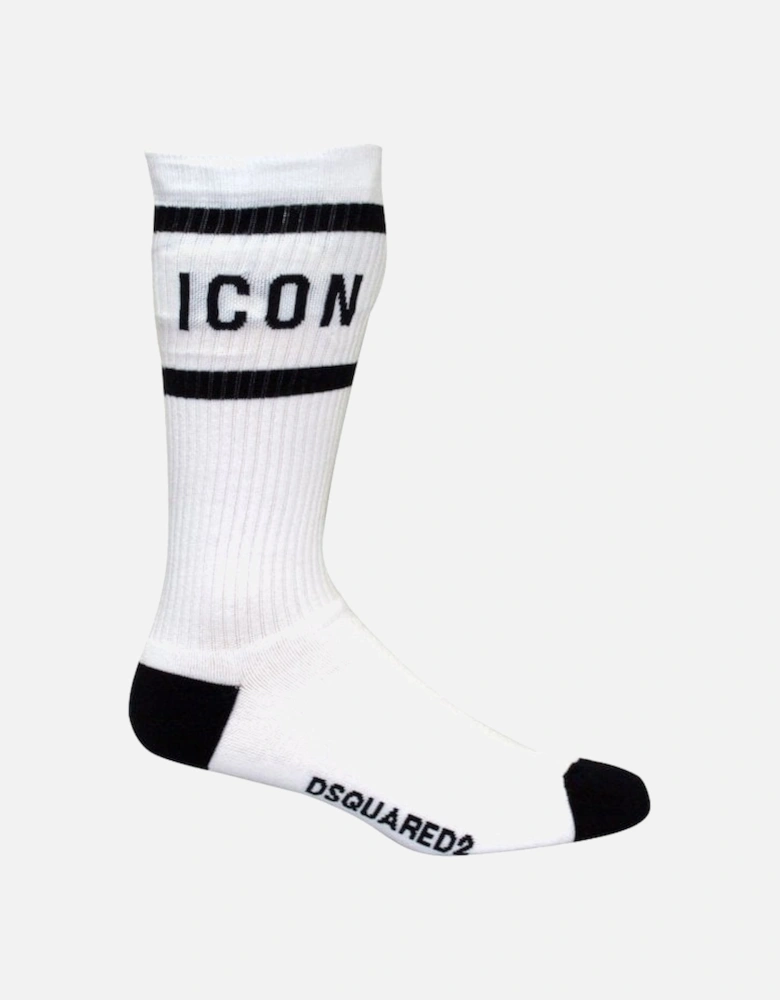 ICON Logo Sports Socks, White/black