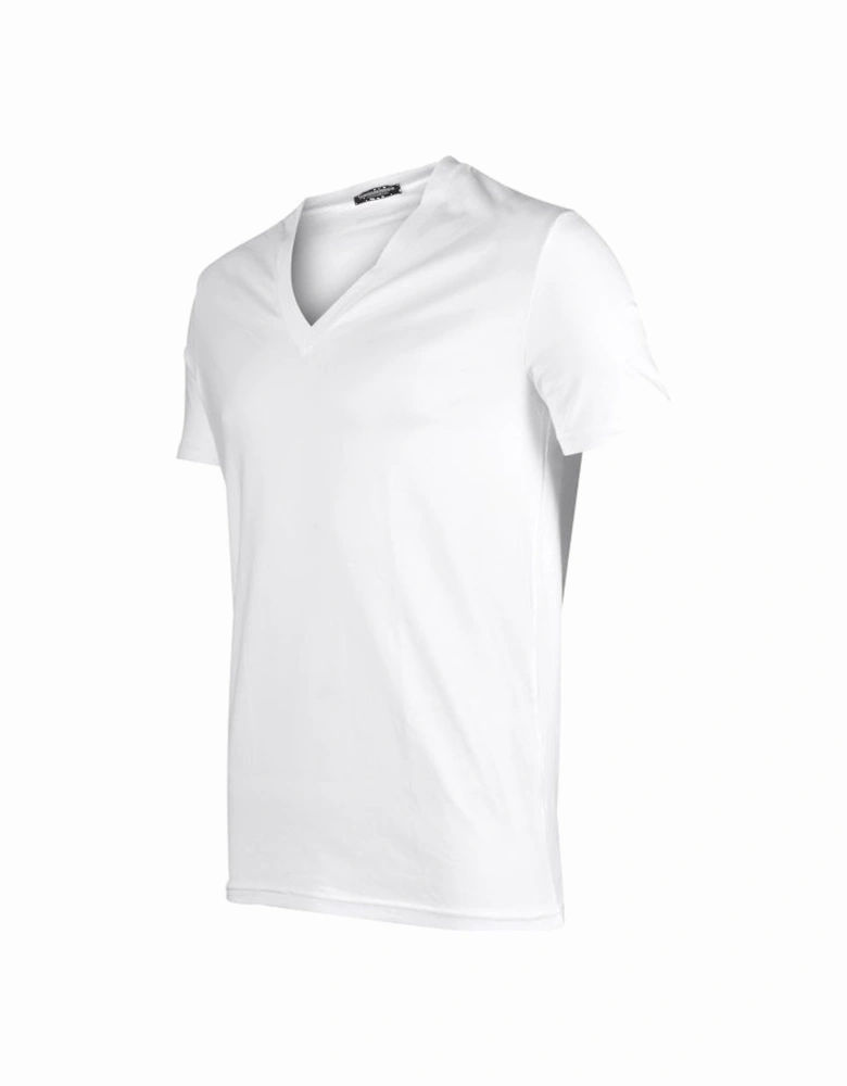 Cotton Stretch V-Neck T-Shirt, White