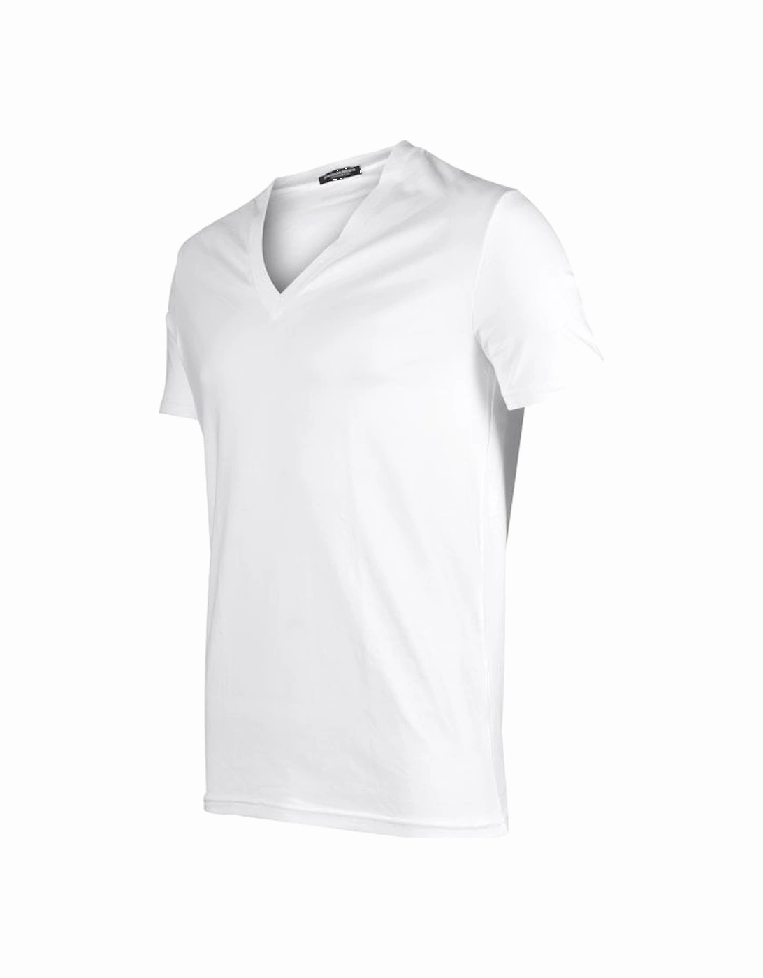 Cotton Stretch V-Neck T-Shirt, White