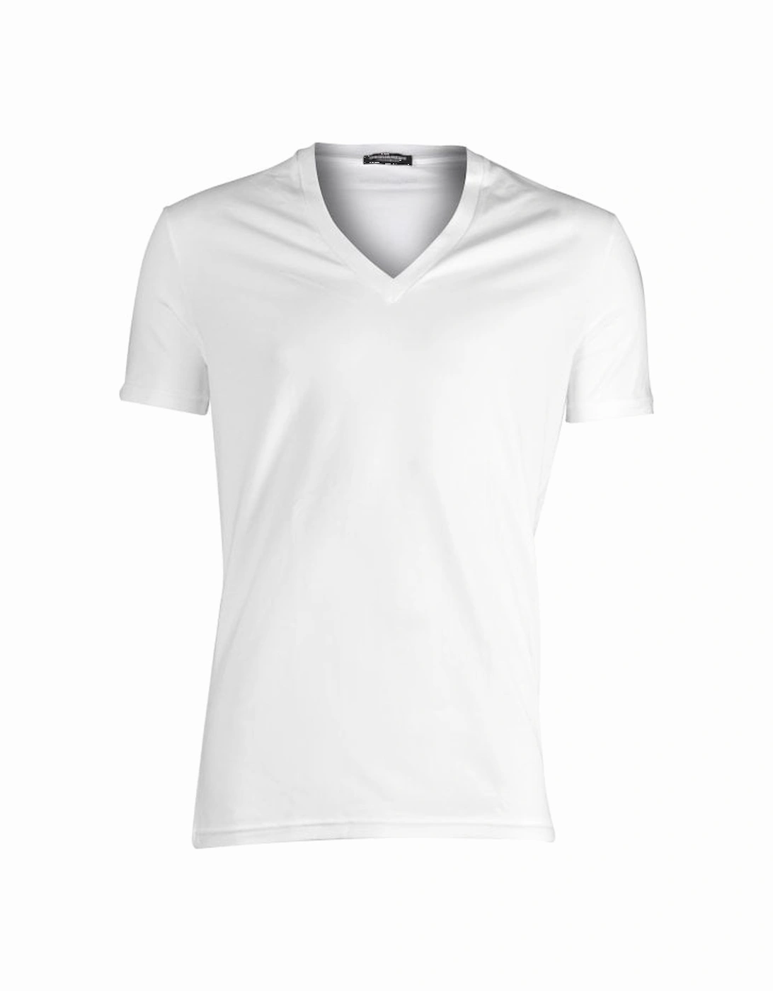 Cotton Stretch V-Neck T-Shirt, White, 5 of 4