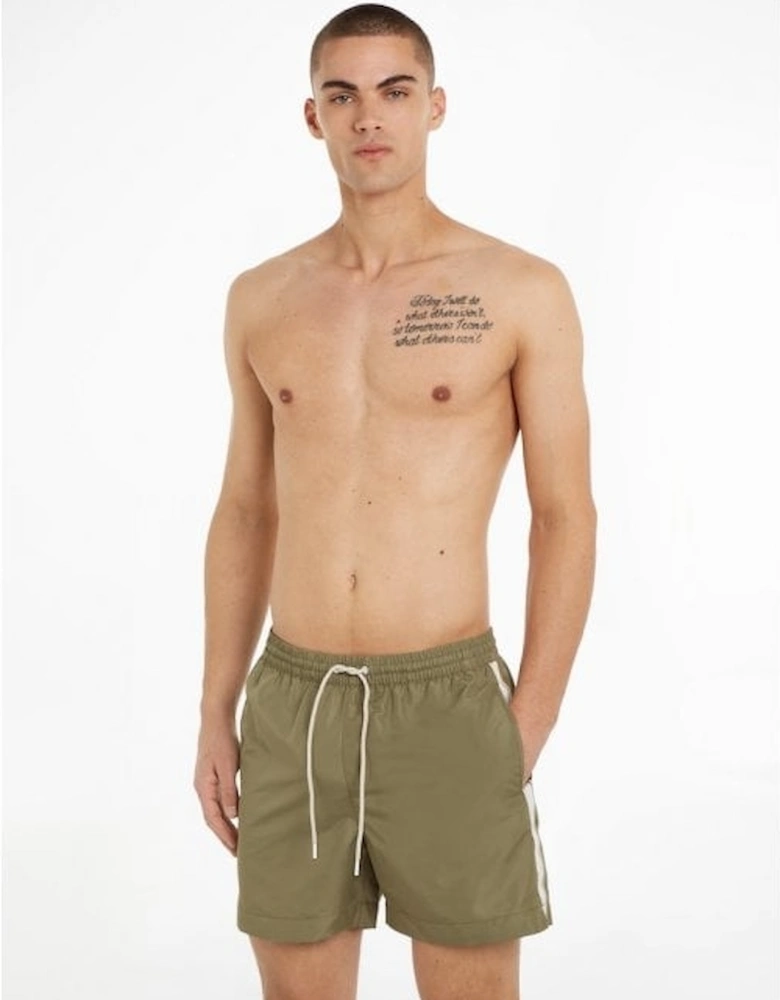 Logo Tape Swim Shorts, Delta Green