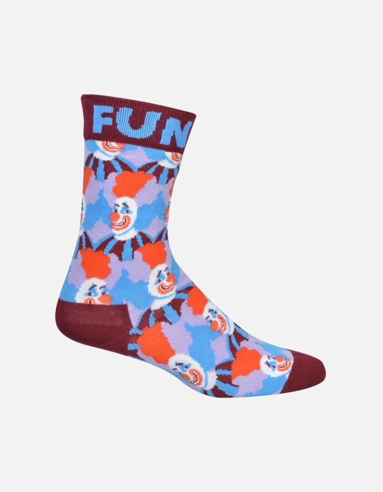 "Fun Time" Clown Socks, Burgundy/Pink