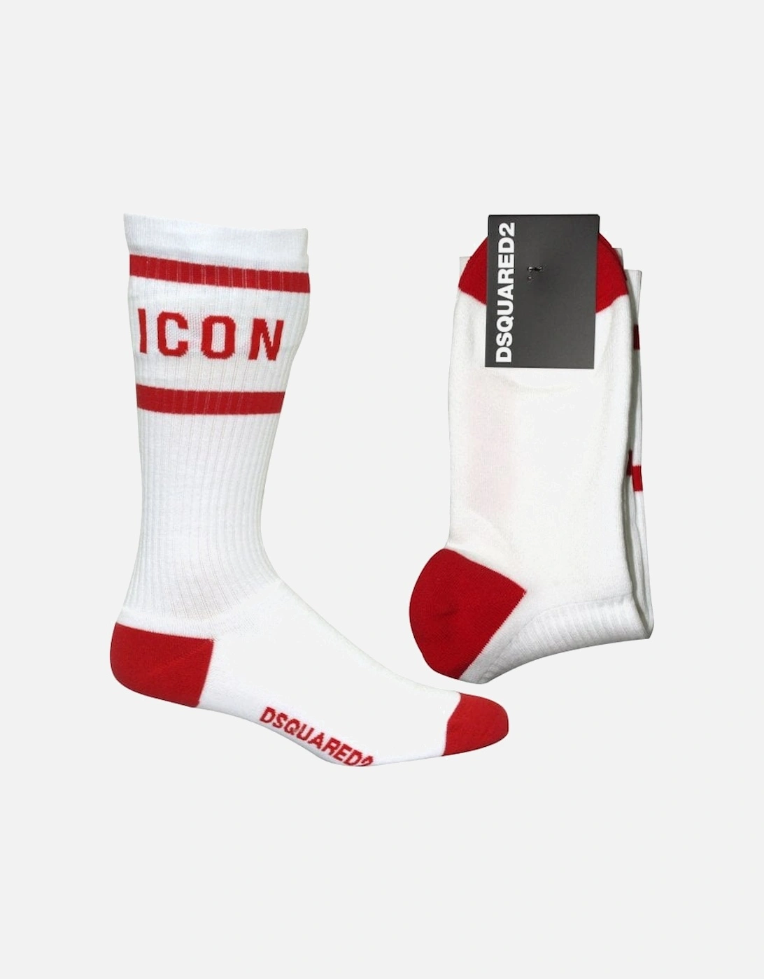 ICON Logo Sports Socks, White/red, 4 of 3