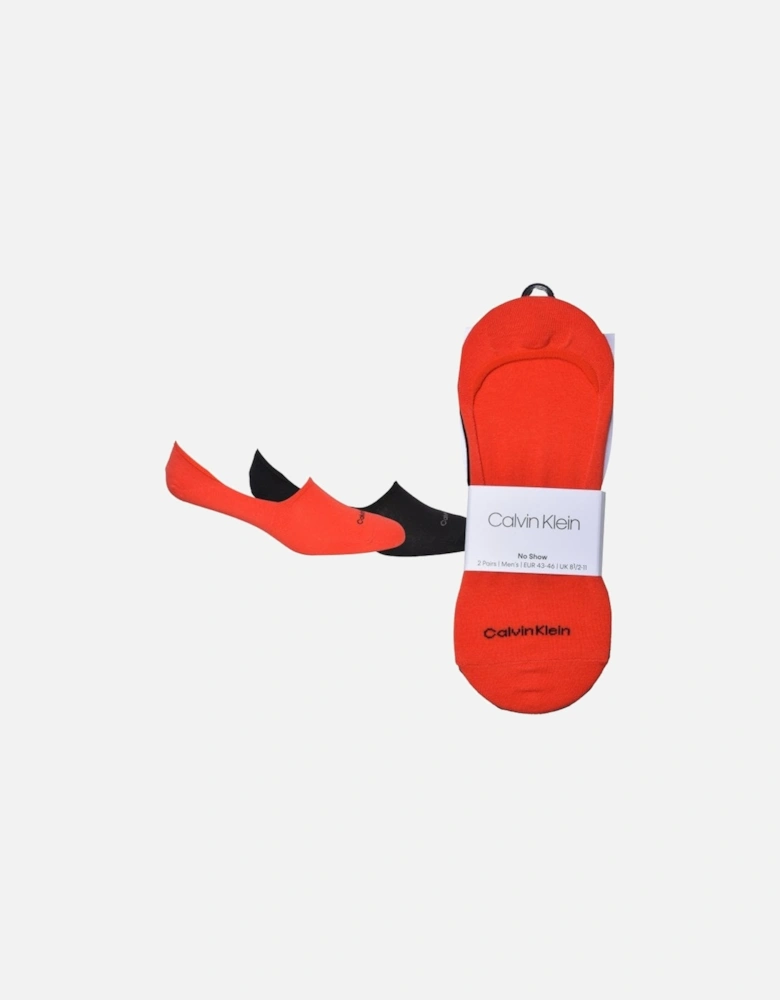 2-Pack No-Show Logo Liner Socks, Red/Black