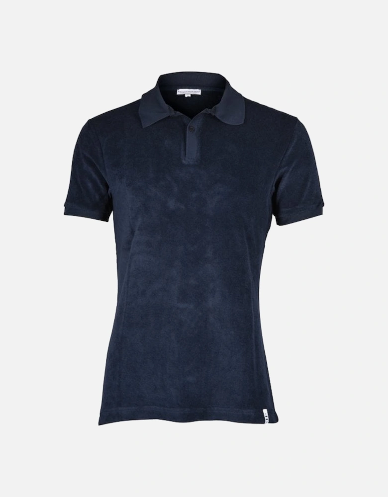 Cotton Terry Summer Polo Shirt, Navy