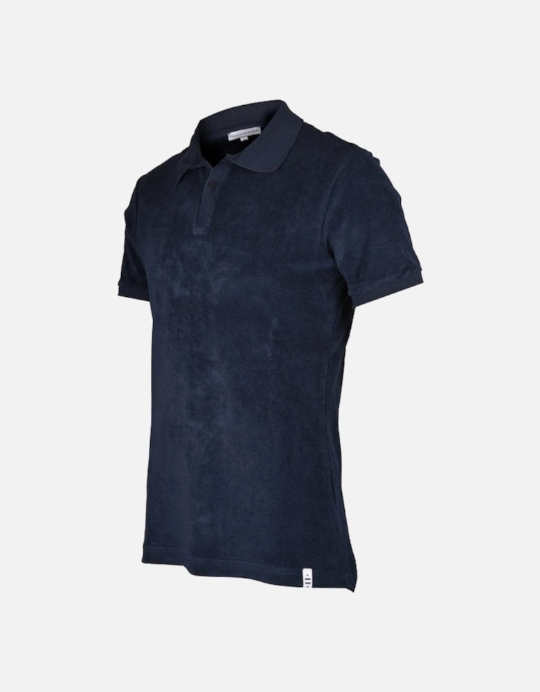 Cotton Terry Summer Polo Shirt, Navy