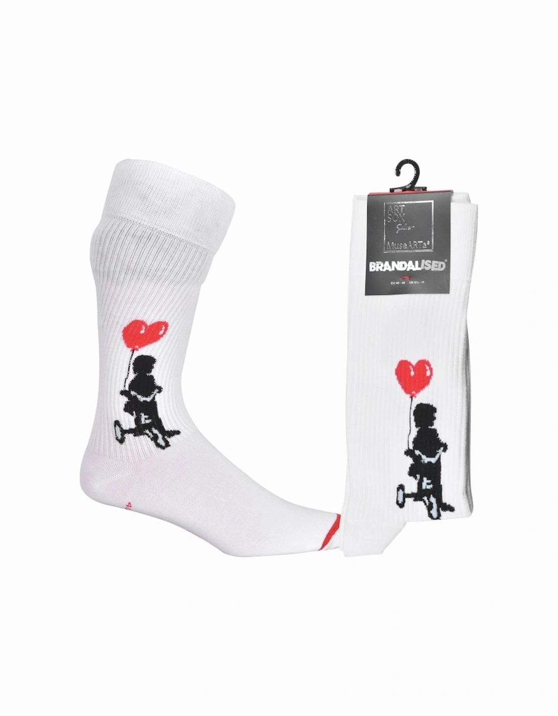 Brandalised featuring Graffiti by Banksy Tricycle Cop Socks, White/black, 5 of 4