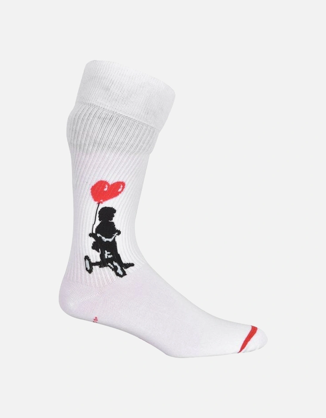 Brandalised featuring Graffiti by Banksy Tricycle Cop Socks, White/black