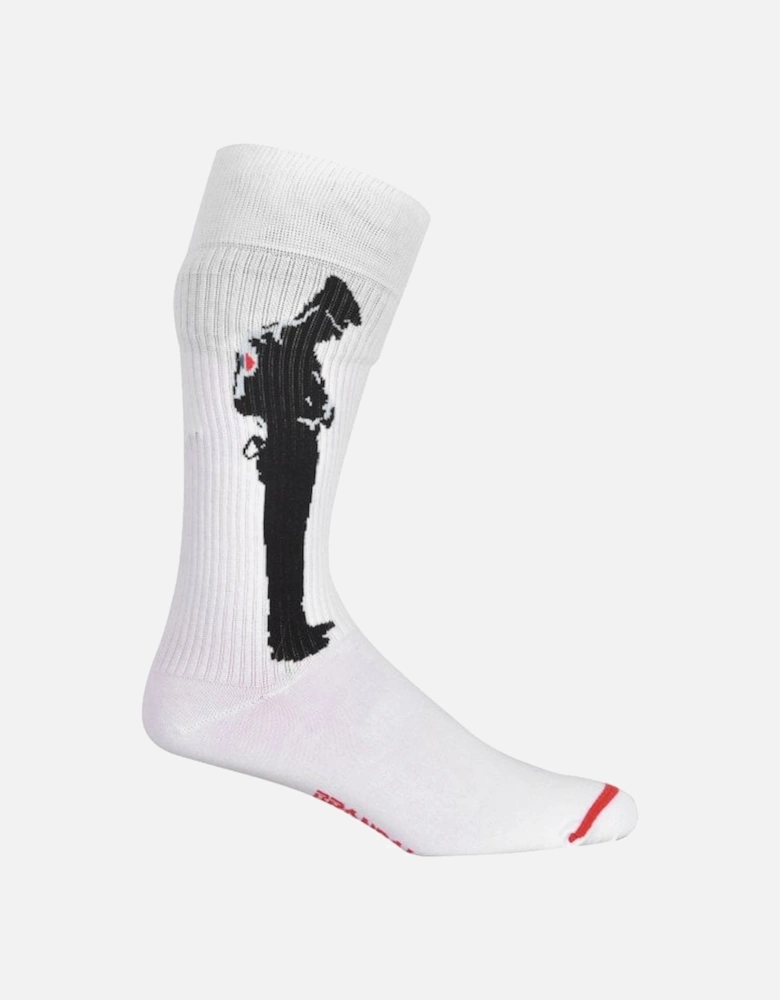 Brandalised featuring Graffiti by Banksy Tricycle Cop Socks, White/black