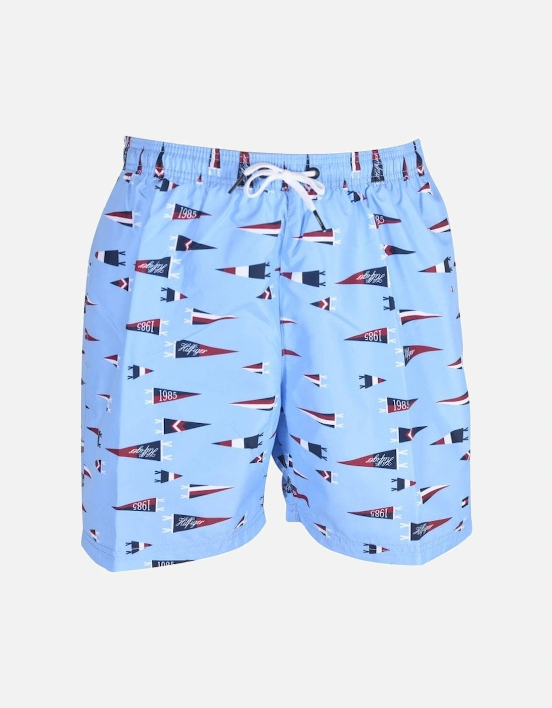 Pennant Print Boys Swim Shorts, Oxford Blue, 10 of 9
