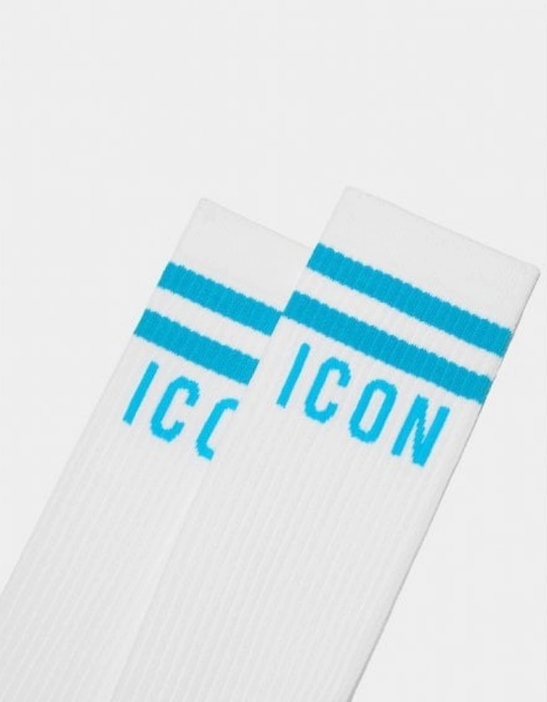 ICON Stripes Logo Sports Socks, White/blue