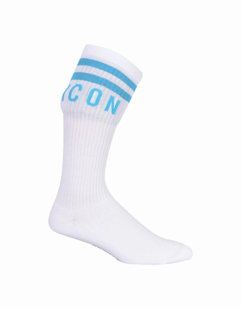 ICON Stripes Logo Sports Socks, White/blue