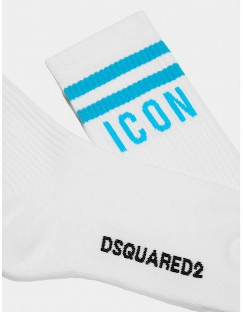 ICON Stripes Logo Sports Socks, White/blue